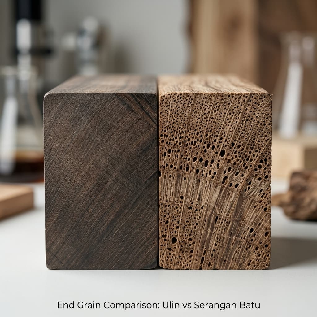 Microscopic Cross-section Comparison: Ulin vs Serangan Batu