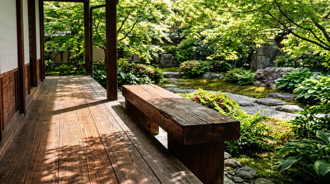 ウリンのベンチと縁台。職人が作る一生腐らない庭の特等席
